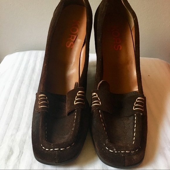 Michael Kors Classic Dark Brown Suede Wedge Heels - Picture 2 of 9